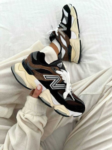 New Balance 9060 Black White Brown 10842-Коричневий-36 фото